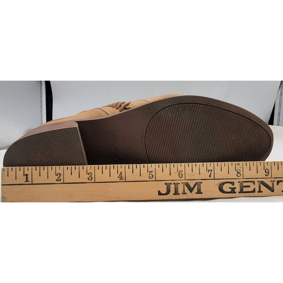 Qupid Tan Ankle Boots With Side Zipper & Stacked Heel Womens 7-7.5 - Picture 12 of 13